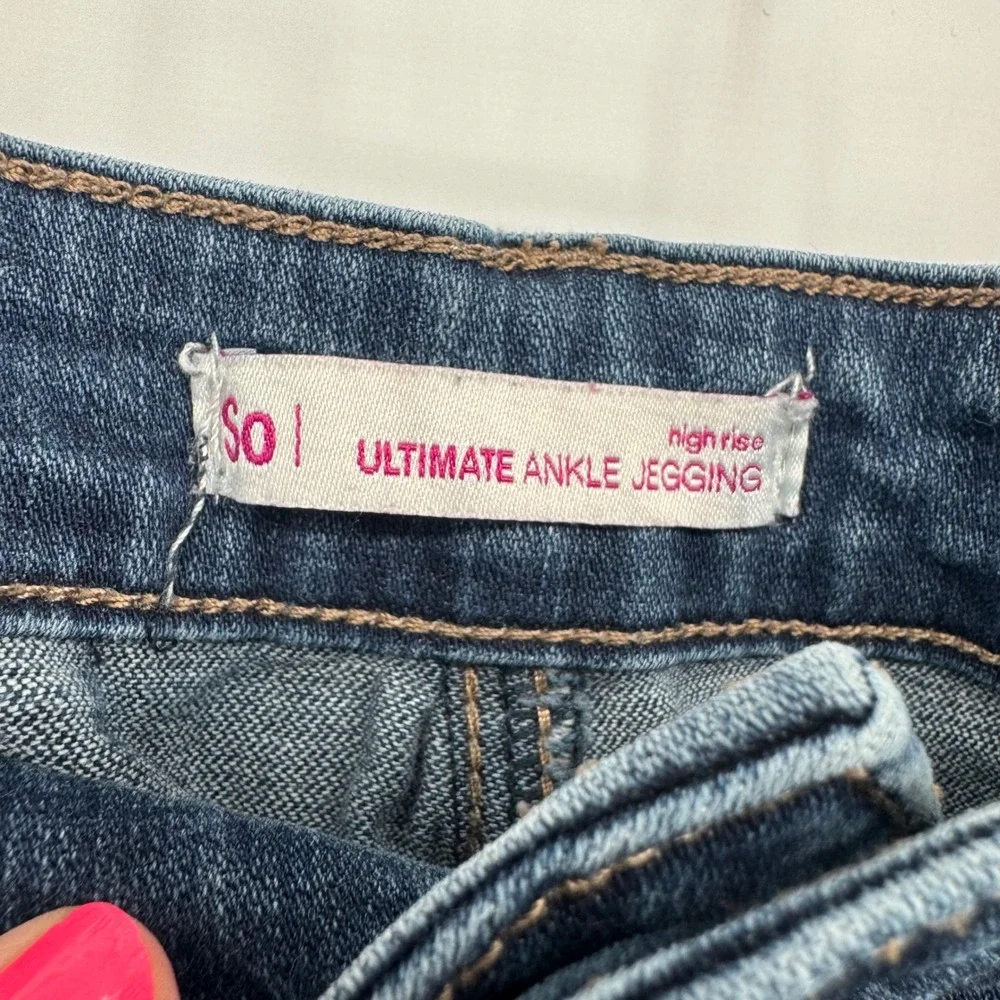 SO Ultimate Ankle Jegging High Rise‎ Button Fly Stretch Denim Jeans Women Size 7